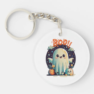 Grappige Halloween Geest Boo in Melkweg Sleutelhanger
