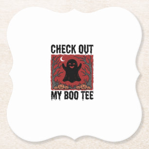 Grappige Halloween Geest Boo T-shirt Vintage Vecto Kartonnen Onderzetters