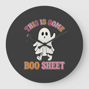 Grappige Halloween Geest Boo Vel Bloemig Retro Ont Grote Klok