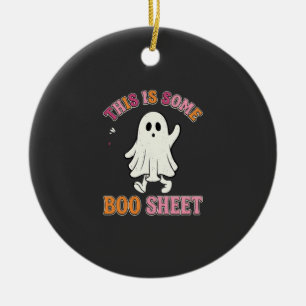 Grappige Halloween Geest Boo Vel Bloemig Retro Ont Keramisch Ornament