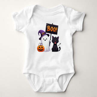 Grappige Halloween-geest en ongedwongen Cat-Cartoo Romper