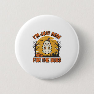 Grappige Halloween Geest Hier voor de Boos Vintage Ronde Button 5,7 Cm