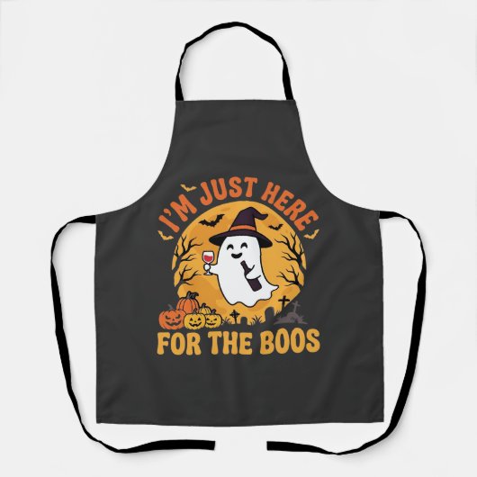 Grappige Halloween Geest Ik Ben Hier Gewoon Voor D Schort (Voorkant)
