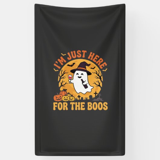 Grappige Halloween Geest Ik Ben Hier Gewoon Voor D Spandoek (Verticaal)
