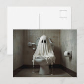 Grappige Halloween geest in badkamer toilet Briefkaart (Voorkant / Achterkant)