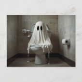 Grappige Halloween geest in badkamer toilet Briefkaart (Voorkant)