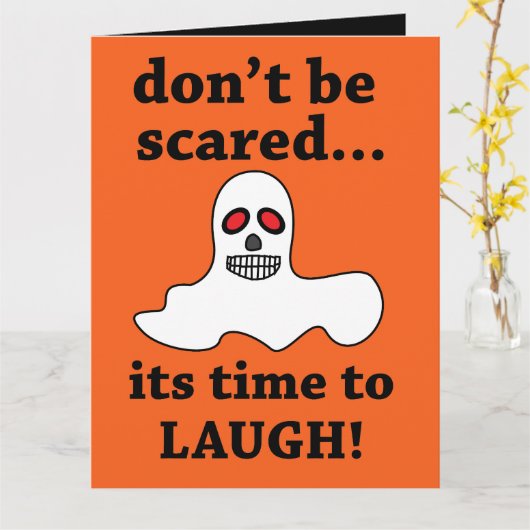 Grappige Halloween Geest Kaart (Gele Bloem)