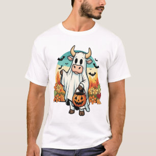 Grappige Halloween Geest Koe T-shirt