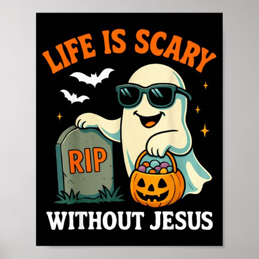 Grappige Halloween Geest Leven Is Schrikbarend Zon Poster (Voorkant)