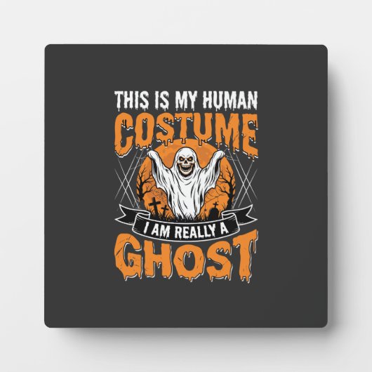 Grappige Halloween Geest Menselijk Kostuum Vintage Fotoplaat (Voorkant)