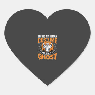 Grappige Halloween Geest Menselijk Kostuum Vintage Hart Sticker