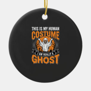 Grappige Halloween Geest Menselijk Kostuum Vintage Keramisch Ornament