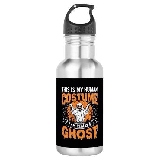 Grappige Halloween Geest Menselijk Kostuum Vintage Waterfles (Voorkant)