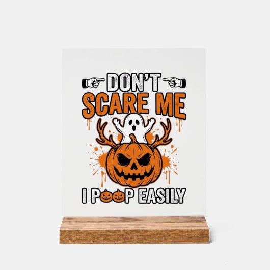 Grappige Halloween Geest Pompoen Citaat Vector Des Acryl Bord (Voorkant)