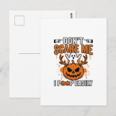 Grappige Halloween Geest Pompoen Citaat Vector Des Briefkaart (Voorkant / Achterkant)