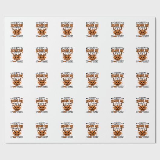 Grappige Halloween Geest Pompoen Citaat Vector Des Cadeaupapier (Vlak)