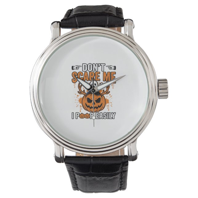Grappige Halloween Geest Pompoen Citaat Vector Des Horloge (Voorkant)