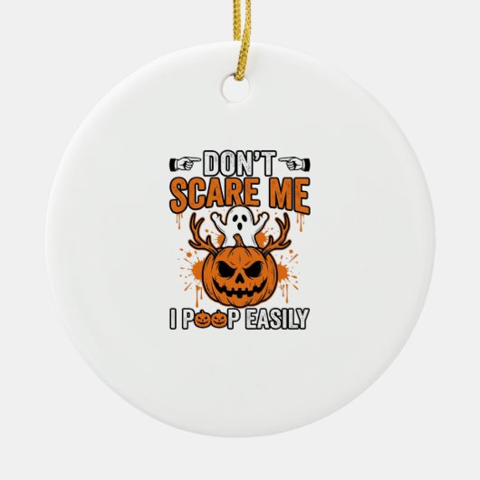 Grappige Halloween Geest Pompoen Citaat Vector Des Keramisch Ornament (Voorkant)
