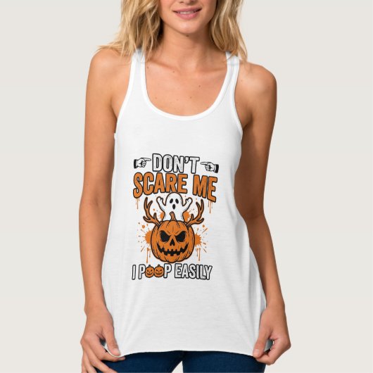 Grappige Halloween Geest Pompoen Citaat Vector Des Tanktop (Voorkant)