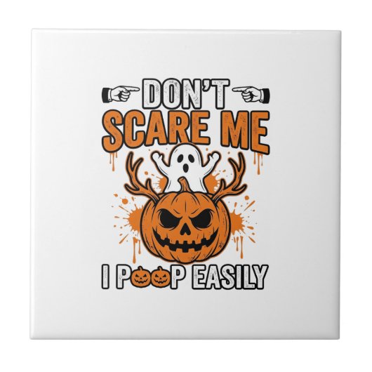 Grappige Halloween Geest Pompoen Citaat Vector Des Tegeltje (Voorkant)