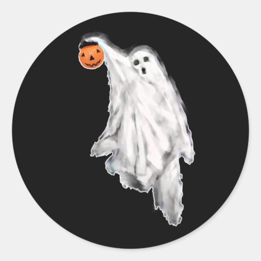 Grappige Halloween Geest Ronde Sticker (Voorkant)
