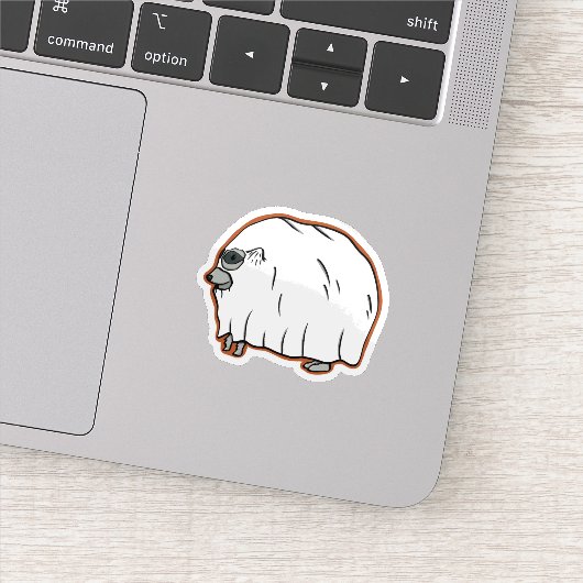 Grappige Halloween Geest Wasbeer Aangepaste Vinyl Sticker (Detail)
