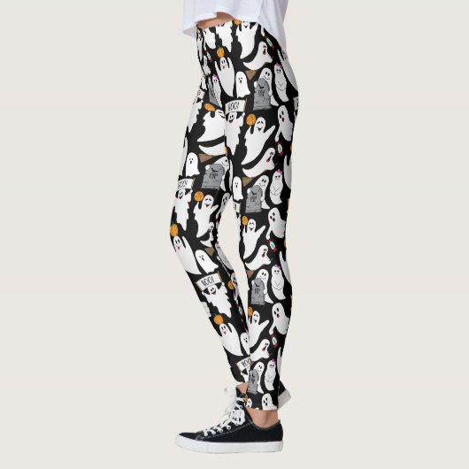 Grappige Halloween Geesten Zwart-wit Patterned Leggings (Links)