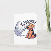 Grappige Halloween Ghost Airedale Terrier Boop Laz Kaart (Voorkant)