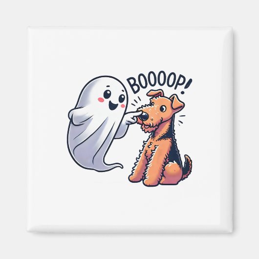 Grappige Halloween Ghost Airedale Terrier Boop Laz Magneet (Voorkant)