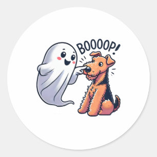 Grappige Halloween Ghost Airedale Terrier Boop Laz Ronde Sticker