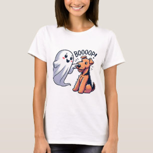 Grappige Halloween Ghost Airedale Terrier Boop Laz T-shirt
