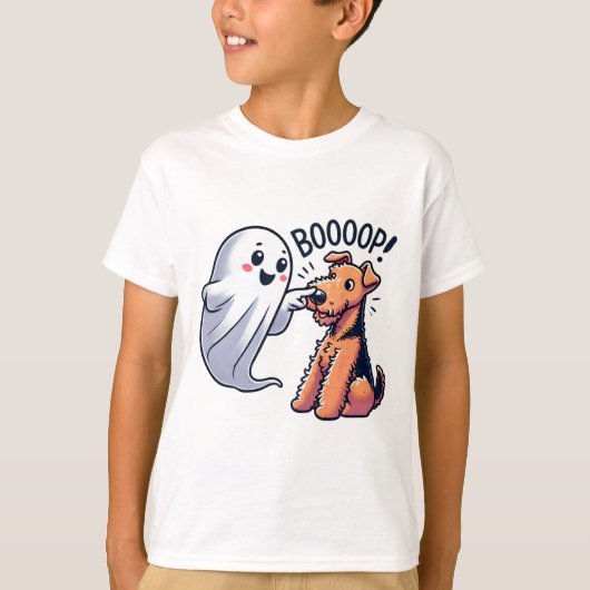 Grappige Halloween Ghost Airedale Terrier Boop Laz T-shirt (Voorkant)