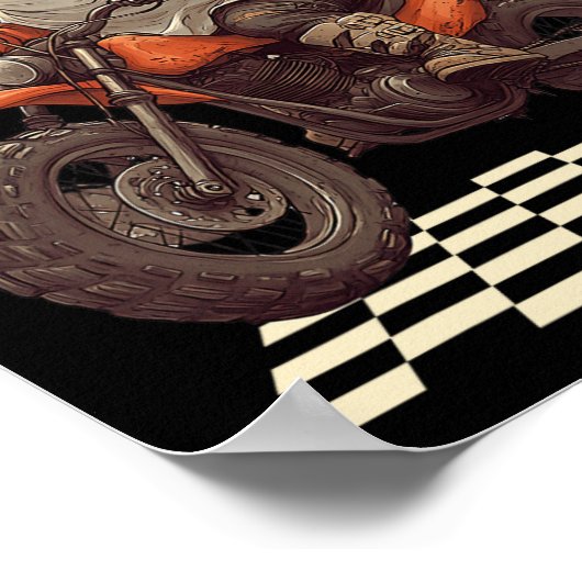 Grappige Halloween Ghost Biker op de motor Poster (Hoek)