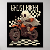 Grappige Halloween Ghost Biker op de motor Poster (Voorkant)