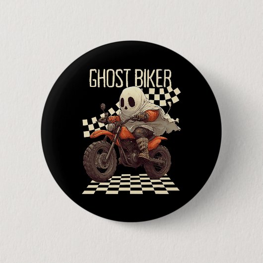 Grappige Halloween Ghost Biker op de motor Ronde Button 5,7 Cm (Voorkant)
