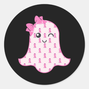 Grappige Halloween Ghost borstkanker bewustzijn Ronde Sticker
