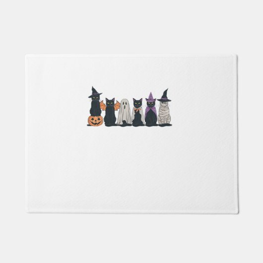Grappige Halloween Ghost Cat Spooky Black Cat Love Deurmat (Voorkant)