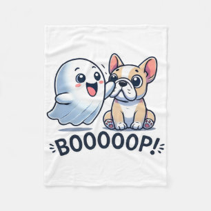 Grappige Halloween Ghost Franse Bulldog Boop Easy  Fleece Deken