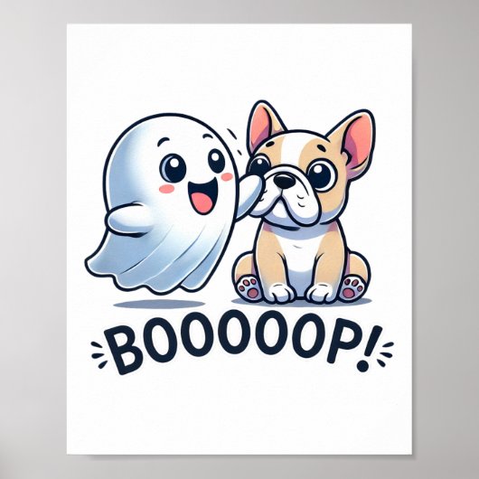 Grappige Halloween Ghost Franse Bulldog Boop Easy  Poster (Voorkant)