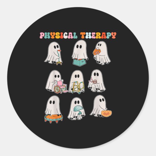 Grappige Halloween Ghost Fysiotherapie Pt Fysiek Ronde Sticker (Voorkant)