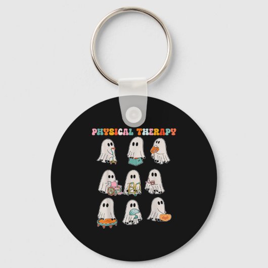 Grappige Halloween Ghost Fysiotherapie Pt Fysiek Sleutelhanger (Voorkant)