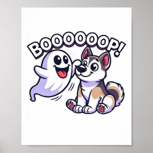 Grappige Halloween Ghost Husky Dog Boop Gekke Pupp Poster