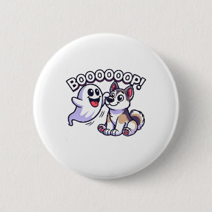 Grappige Halloween Ghost Husky Dog Boop Gekke Pupp Ronde Button 5,7 Cm