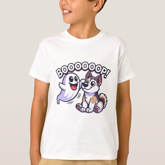 Grappige Halloween Ghost Husky Dog Boop Gekke Pupp T-shirt (Voorkant)