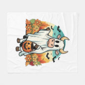Grappige Halloween Ghost Koe Fleece Deken (Voorkant (Horizontaal))