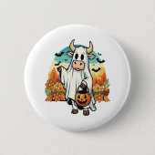 Grappige Halloween Ghost Koe Ronde Button 5,7 Cm (Voorkant)