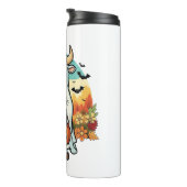 Grappige Halloween Ghost Koe Thermosbeker (Geroteerd rechts)