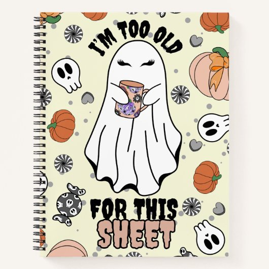 Grappige Halloween Ghost met Koffie Mok - Sinaasap Notitieboek (Voorkant)