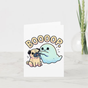 Grappige Halloween Ghost Pug Boop Gekke Puppy Dog Kaart
