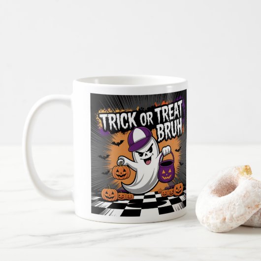Grappige Halloween Ghost & Pumpkins Koffiemok (Met donut)